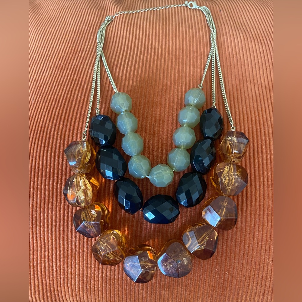 Vintage Lucite Layered Beaded Necklace